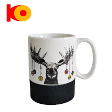 Hot sale black decal ceramic coffee mug with silicone bottom